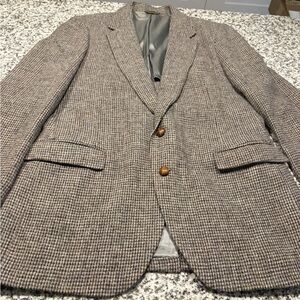 Vintage Harris Tweed Blazer Mens Plaid Wool Sport Coat